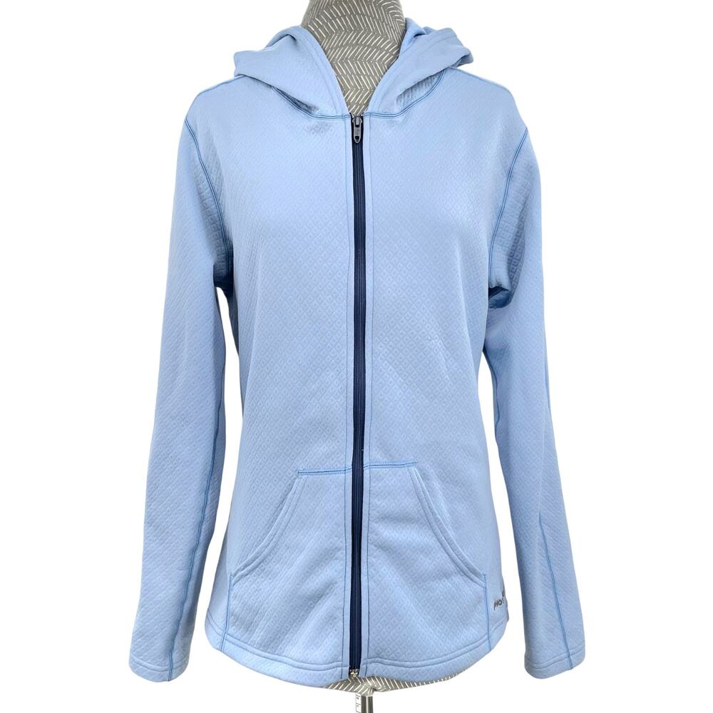 Hot Chillys Sky Blue M-Quilt Zip Up Hoodie Quilted Casual Spring Jacket Size M